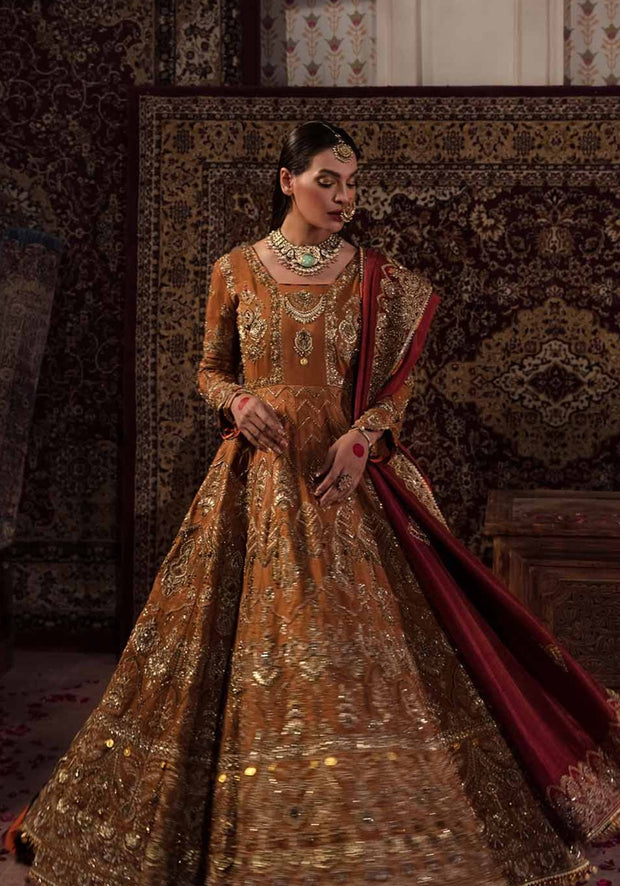 Embellished Pakistani Bridal Pishwas Frock and Dupatta Online