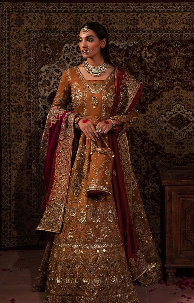 Embellished Pakistani Bridal Pishwas Frock and Dupatta