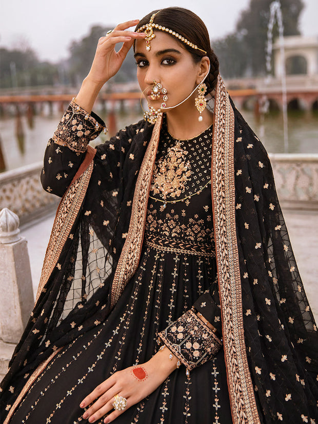 Embellished Pakistani Dresses Black Frock Sharara Suit 2022