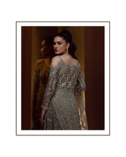 Embellished Pakistani Front Open Gown and Lehenga Dress