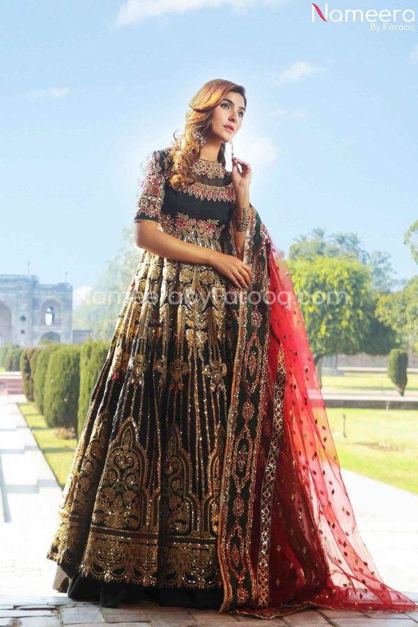 Embellished Pakistani Long Gown for Wedding Wear