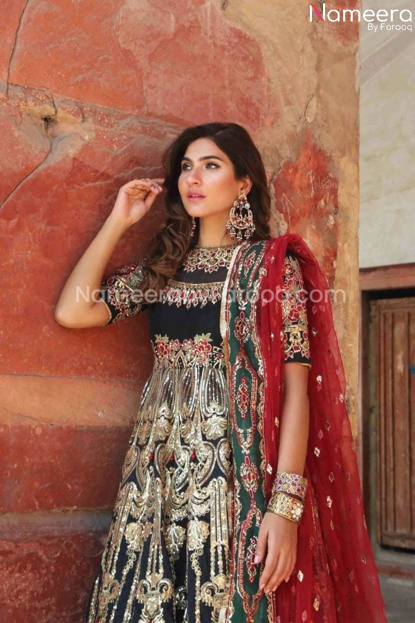Embellished Pakistani Long Gown for Wedding Wear