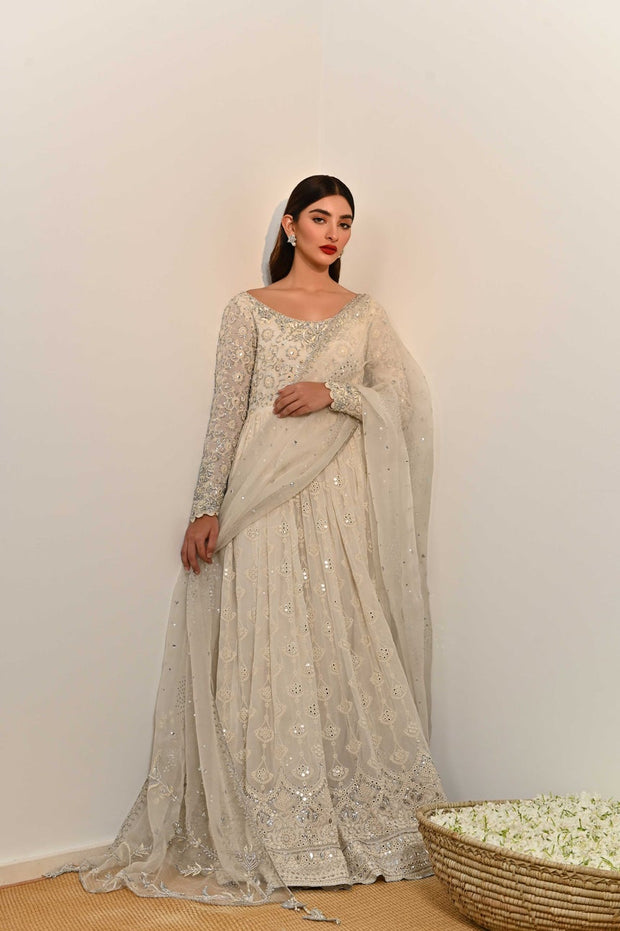 Embellished Pakistani Silk Dress for Party Wear