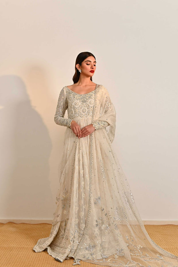 Embellished Pakistani Silk Dress for Party Wear