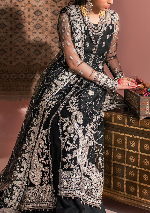 Embellished Pakistani Wedding Dress in Black Color Online