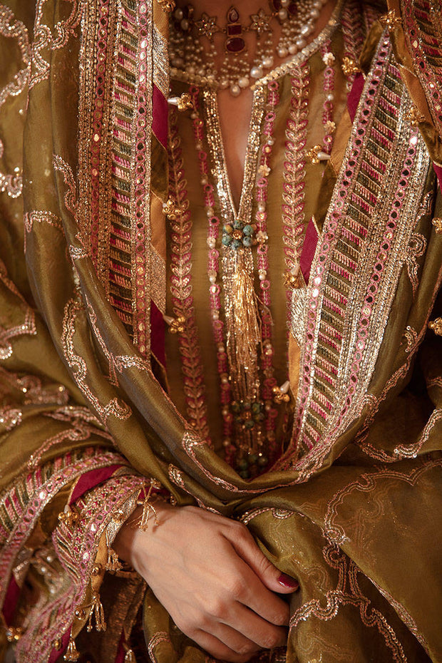 Embellished Pakistani Wedding Dress in Gharara Kameez Dupatta Style