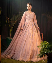 Embellished Pakistani Wedding Gown Dress in Premium Net