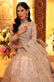 Embellished Peach Bridal Dress Pakistani in Gown Style Online