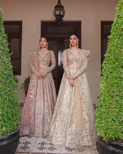 Embellished Peach and Gold Lehenga for Bridal wear