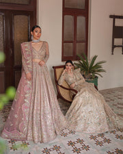 Embellished Peach and Gold Lehenga for Bride 