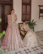 Designer Embroidered Peach Lehenga Bridal