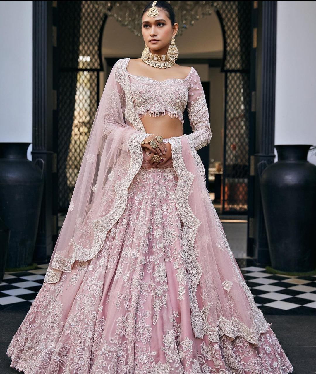 Elegant Pink Bridal Lehenga Choli with Dupatta for Weddings