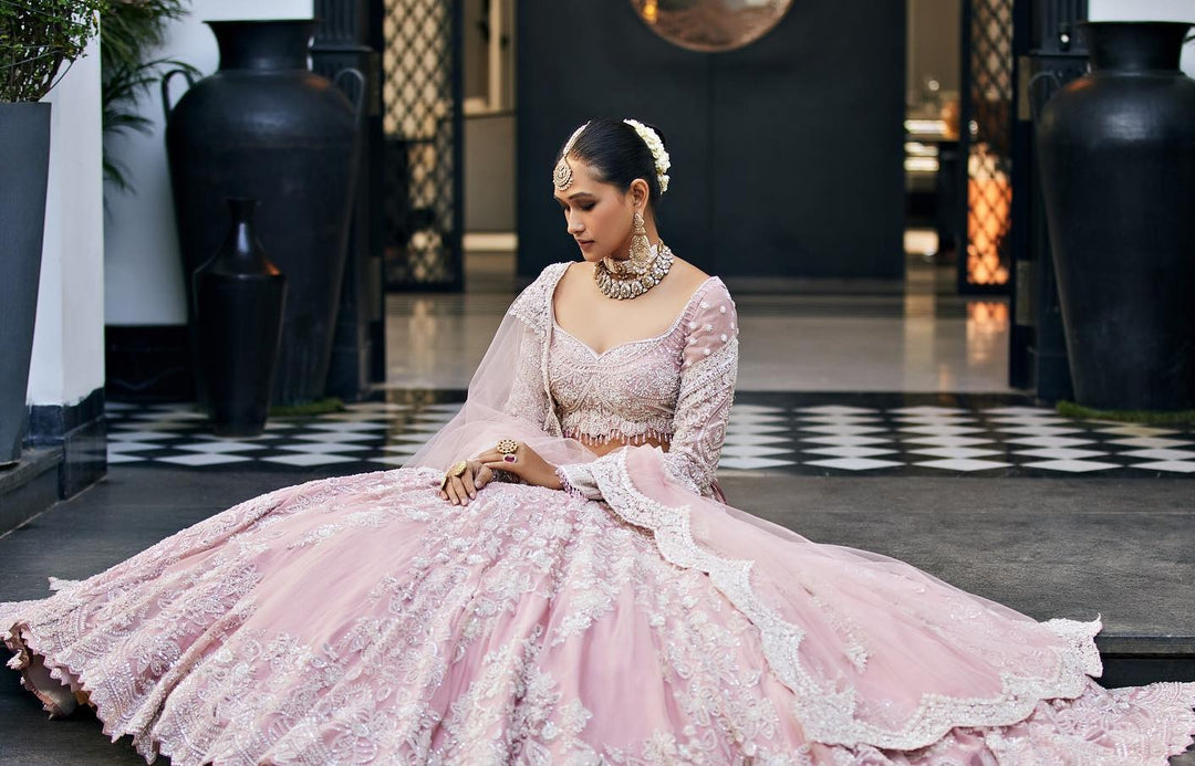 Elegant Pink Bridal Lehenga Choli with Dupatta for Weddings