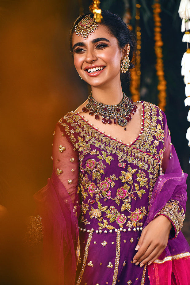 Purple Kalidar Pishwas for Pakistani Mehndi Dresses LARGE Purple Kalidar Pishwas for Pakistani Mehndi Dresses LARGE
