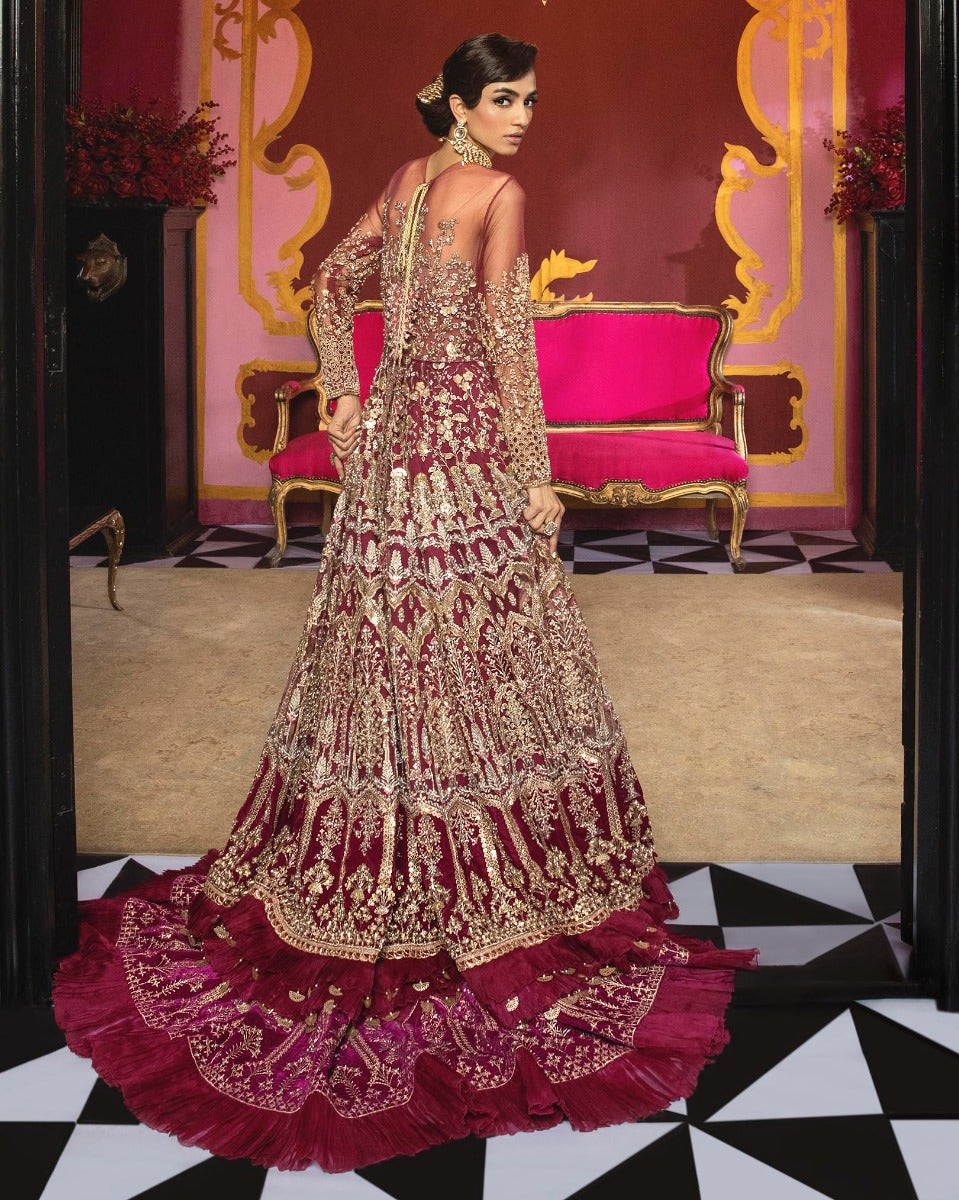 Heavily Embellished Designer Rani Pink Bridal Lehenga Gown Dress ...