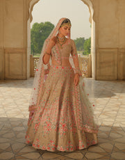 Embellished Raw Silk Bridal Lehenga Choli Dupatta Dress