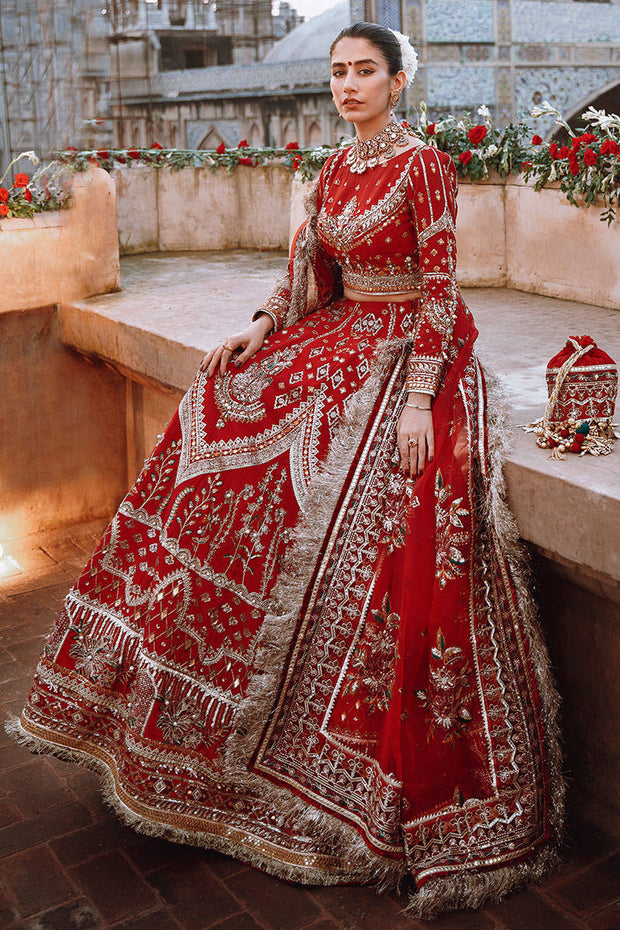 Embellished Red Bridal Lehenga Choli Dupatta Dress Online