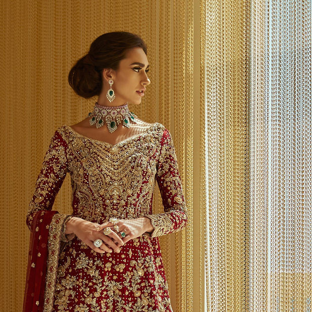 Embellished Red Bridal Lehnga 
