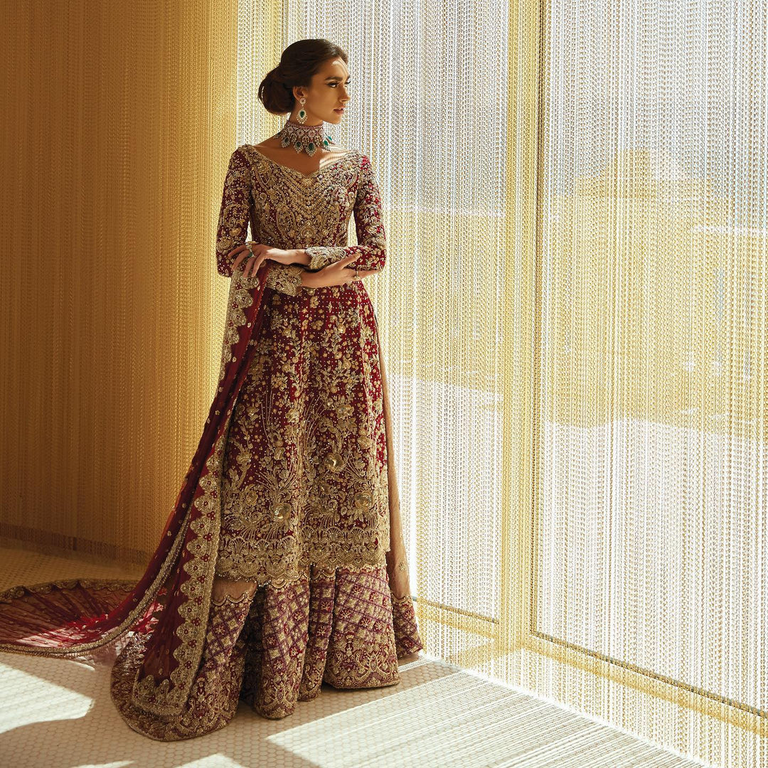 Embellished Red Bridal Lehnga with Long Kameez 2022