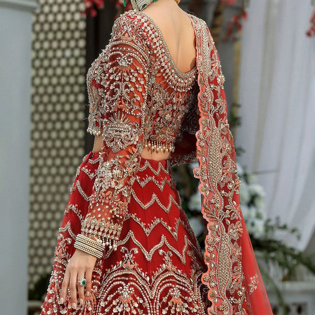 Embellished Red Choli Lehenga for Pakistani Bridal Dress