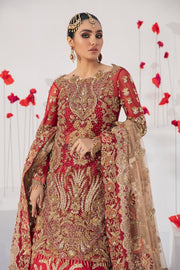 Embellished Red Golden Lehenga Bridal 2022