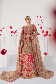 Embellished Red Golden Lehenga Bridal Dress 2022