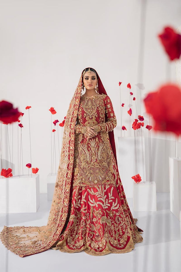 Embellished Red Golden Lehenga Bridal Dress