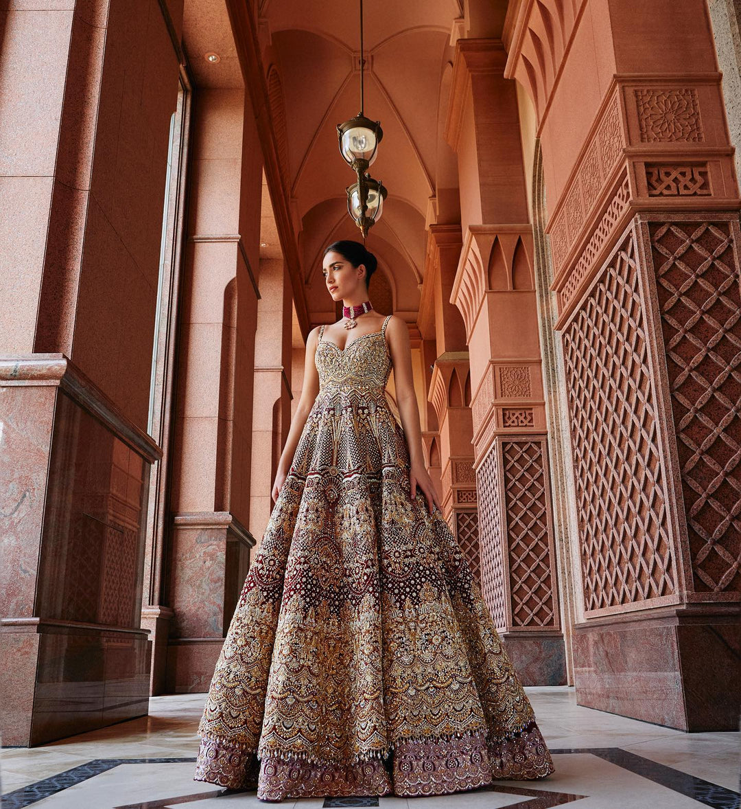 Embellished Red Indian Bridal Lehenga Dress 