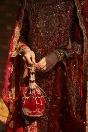 Embellished Red Kameez Churidar Pakistani Wedding Dress