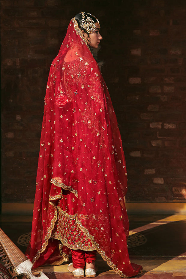 Embellished Red Kameez Churidar