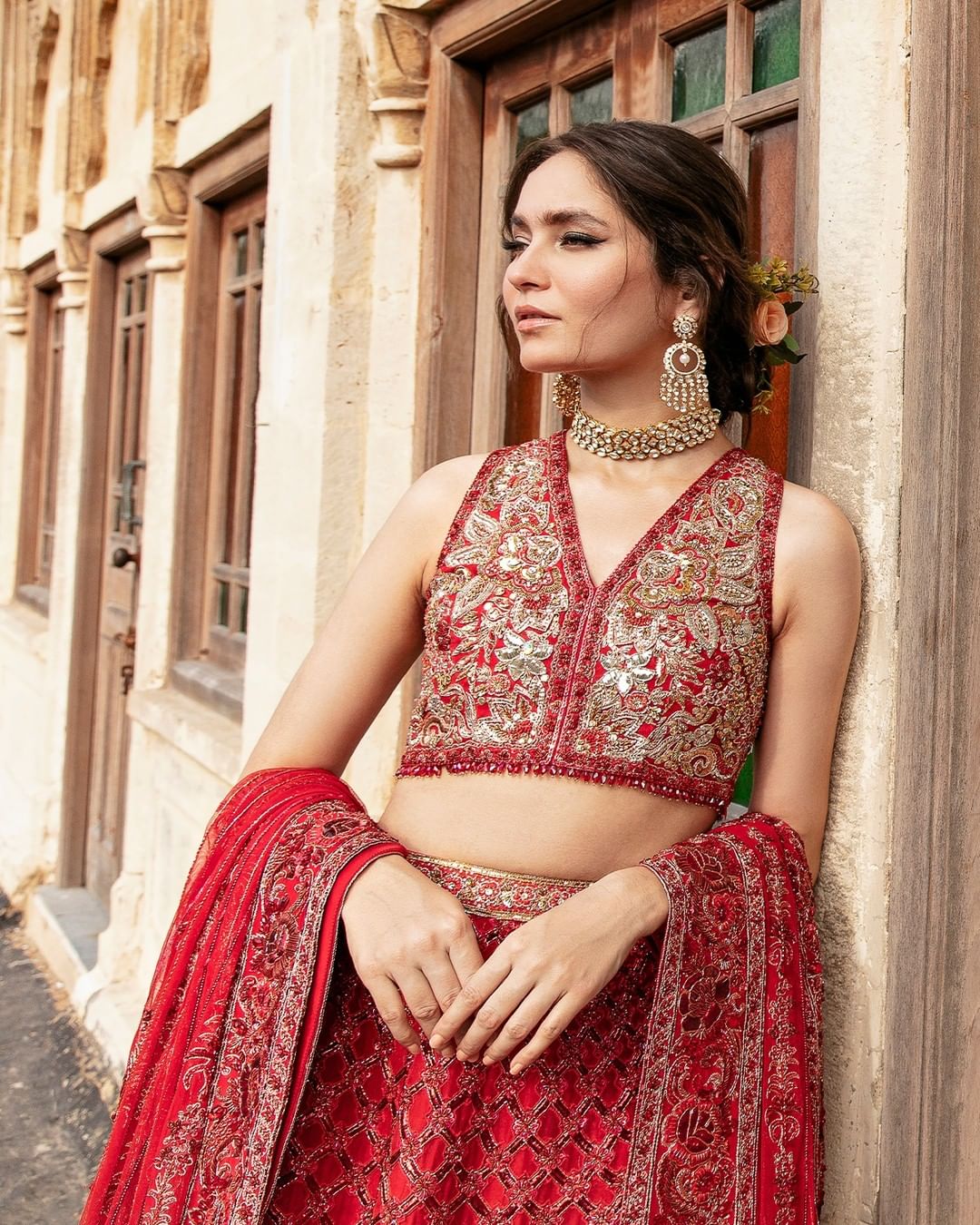 Elegant Pakistani Bridal Lehenga with Embellished Dupatta