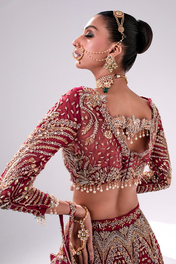 Embellished Red Pakistani Bridal Lehenga for Weddings