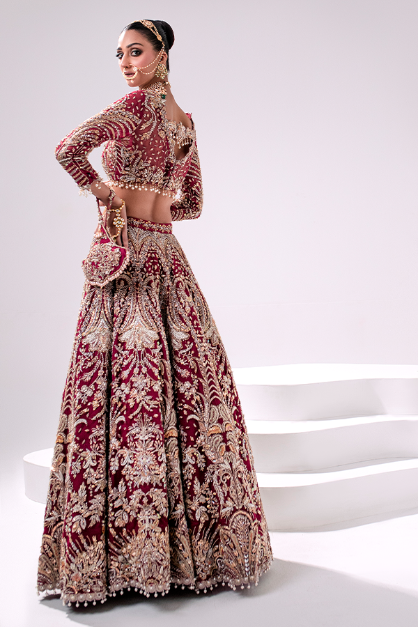 Embellished Red Pakistani Bridal Lehenga for Weddings