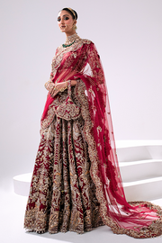 Embellished Red Lehenga with Choli and Dupatta Pakistani Bridal Dress in Premium Net Fabric Online