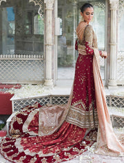 Embellished Red Long Shirt Lehenga for Indian Bridal Wear 