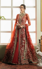 Embellished Red Pakistani Bridal Dress in Gown Style