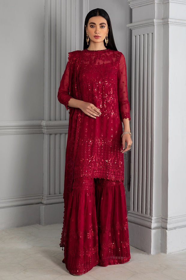 Embellished Red Pakistani Dress with Gharara Online 2022 MEDIUM Embellished Red Pakistani Dress with Gharara Online 2022 MEDIUM