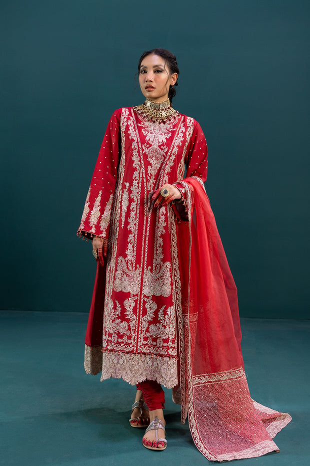 Embellished Red Salwar Kameez Pakistani Eid Dresses