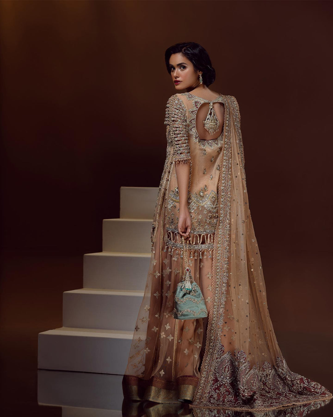 Royal Embellished Pakistani Bridal Sharara Kameez Wear