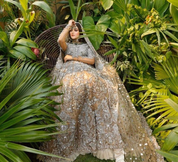 Embellished Silver Indian Bridal Gown Lehenga 2022