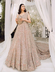 Embellished Silver and Pink Lehenga for Bridal Wear