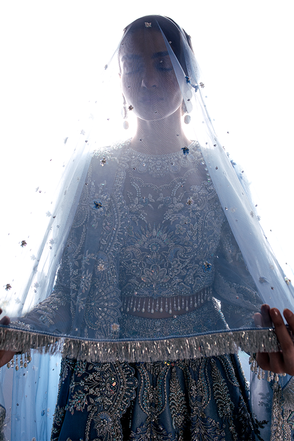 Luxury Sky Blue Pakistani Bridal Lehenga Dress