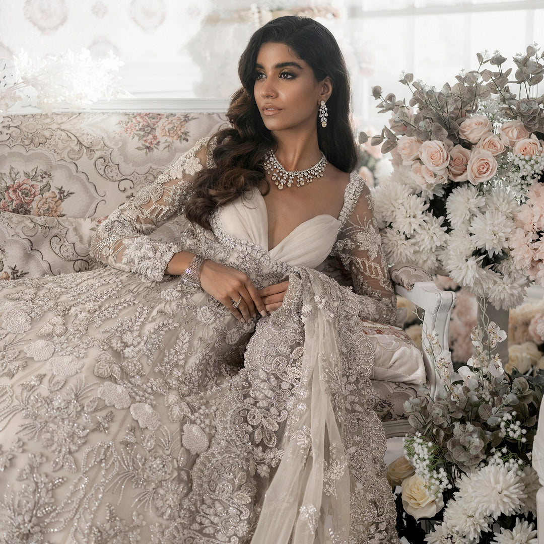 Embellished White Maxi Lehenga 