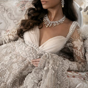 Embellished White Maxi Lehenga for Indian Bridal