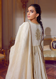Embellished White Satin Silk Frock Pakistani Party Dress 2022