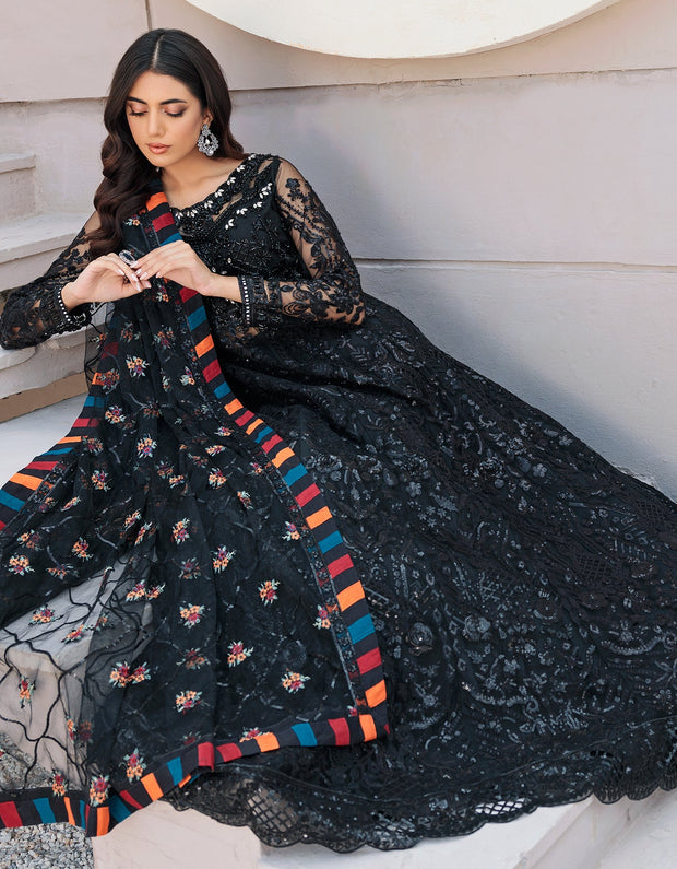 Embroidered Black Frock