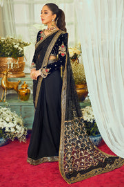 Embroidered Black Velvet Saree Pakistani Wedding 2023