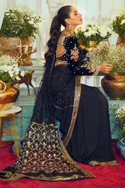 Embroidered Black Velvet Saree Pakistani