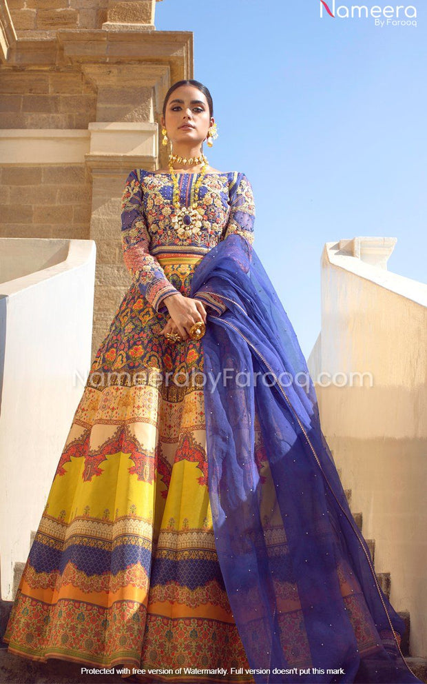 Embroidered Blue Lehenga Choli for Wedding Party