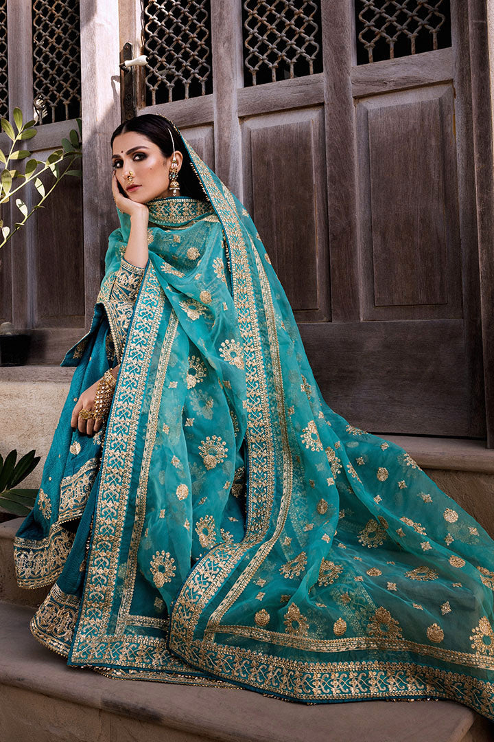 Embroidered Blue Pakistani Dress for Wedding